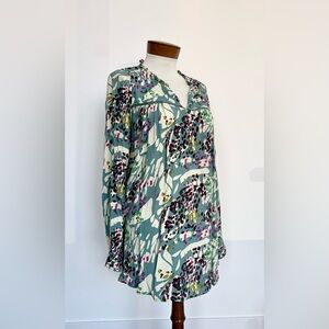 Dolan Teal and Purple Floral Blouse